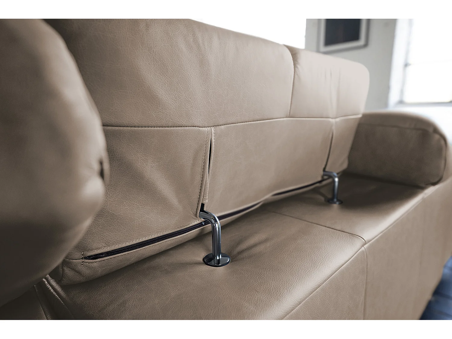 Ecksofa - Grau Leder - NELSON