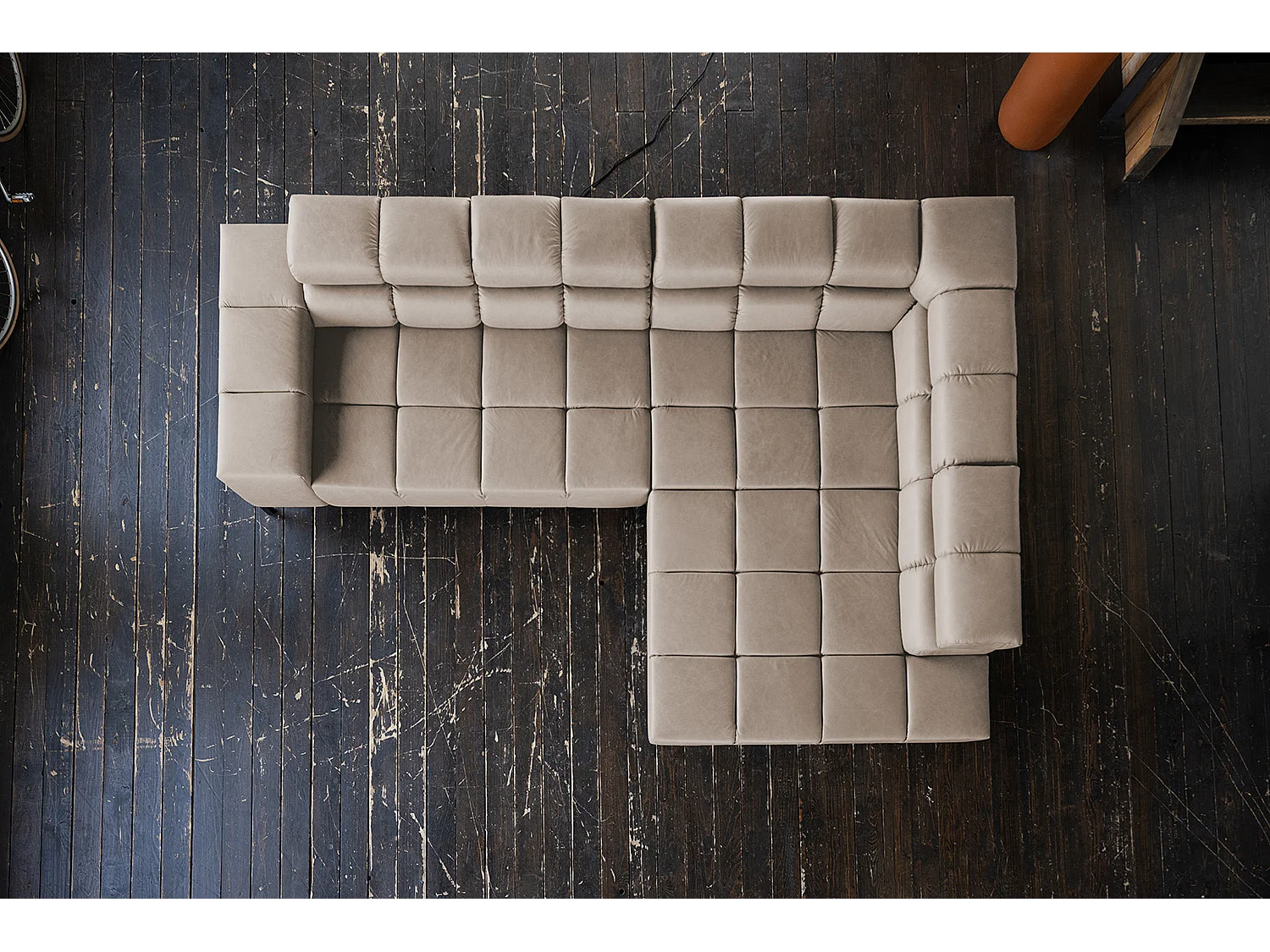 Canapé d'angle - Gris cuir - NELSON