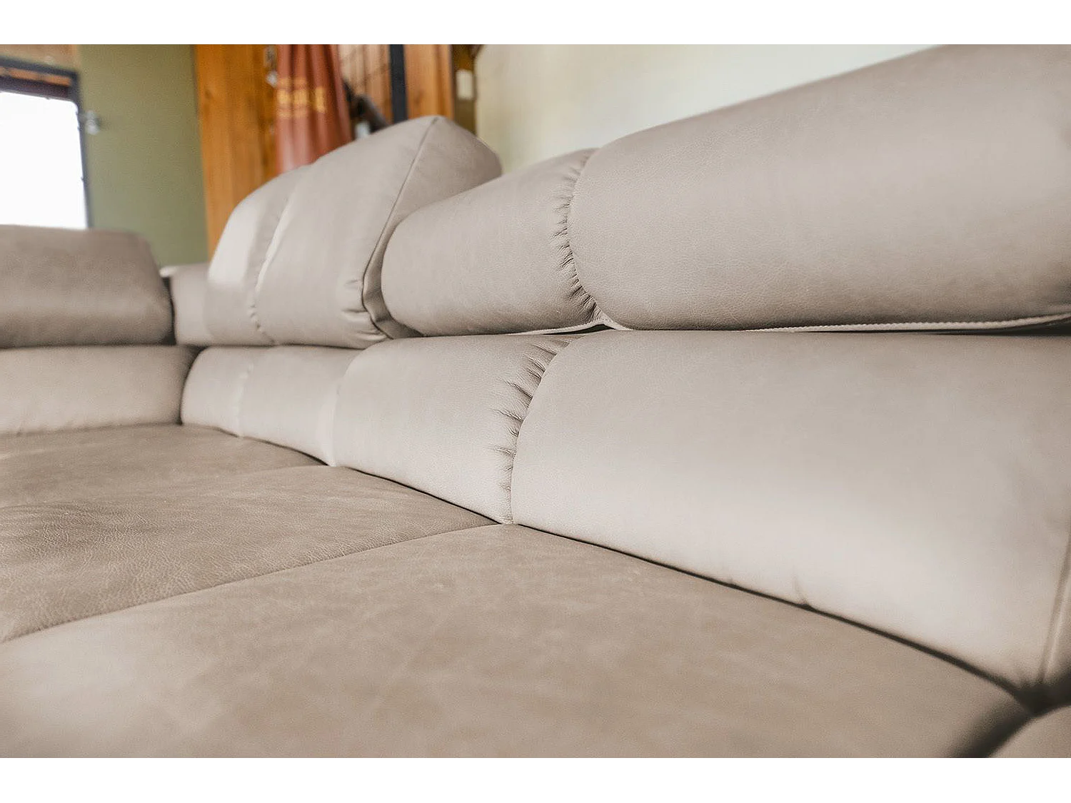 Canapé d'angle - Gris cuir - NELSON