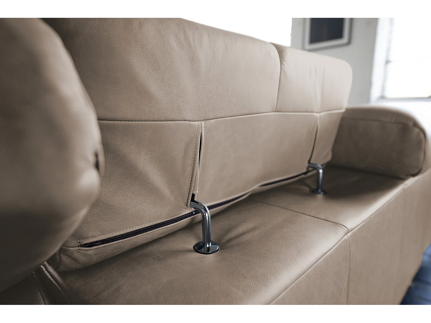 Canapé d'angle - Gris cuir - NELSON