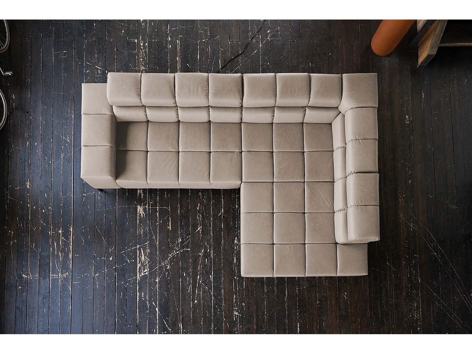 Ecksofa - Grau Leder - NELSON
