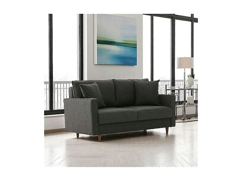 Canapé 2 places gris anthracite - dossier haut COMO