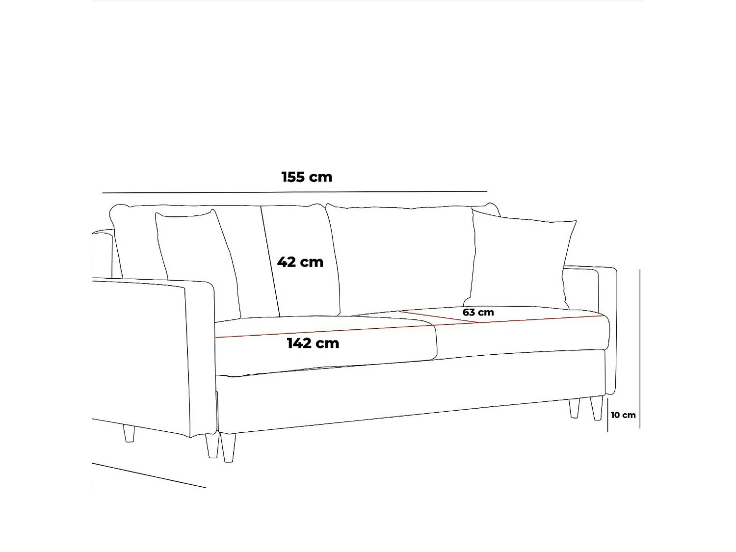 Canapé 2 places gris anthracite - dossier haut COMO