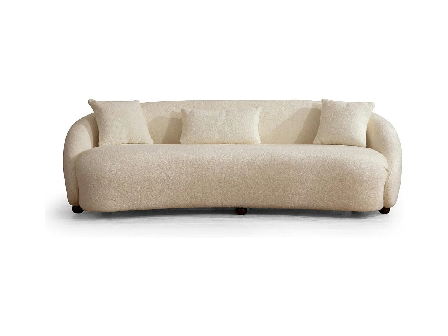 Canapé 3 places forme arrondie - écru, bouclette LUCCA