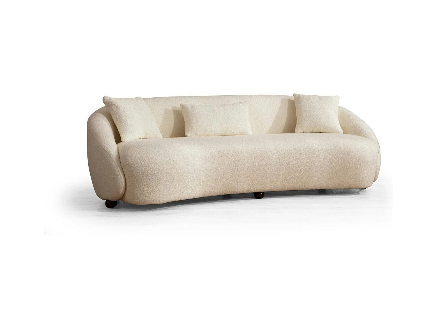 Canapé 3 places forme arrondie - écru, bouclette LUCCA