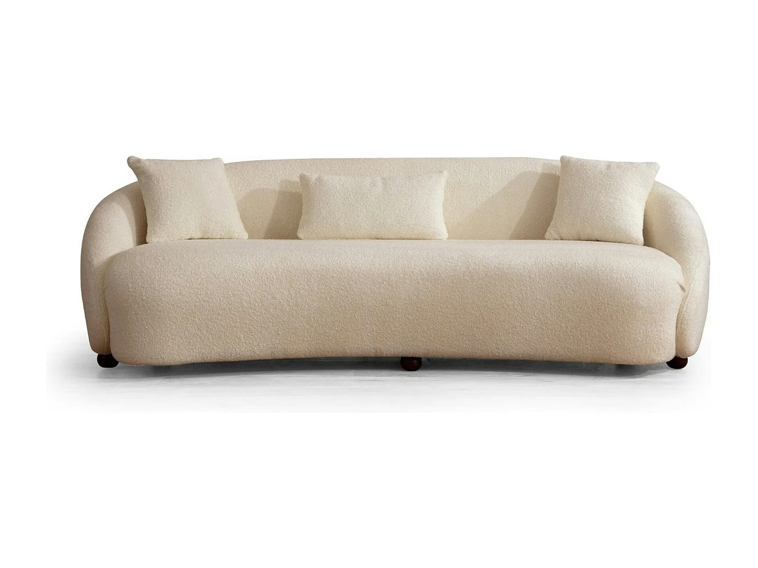 Canapé 3 places forme arrondie - écru, bouclette LUCCA