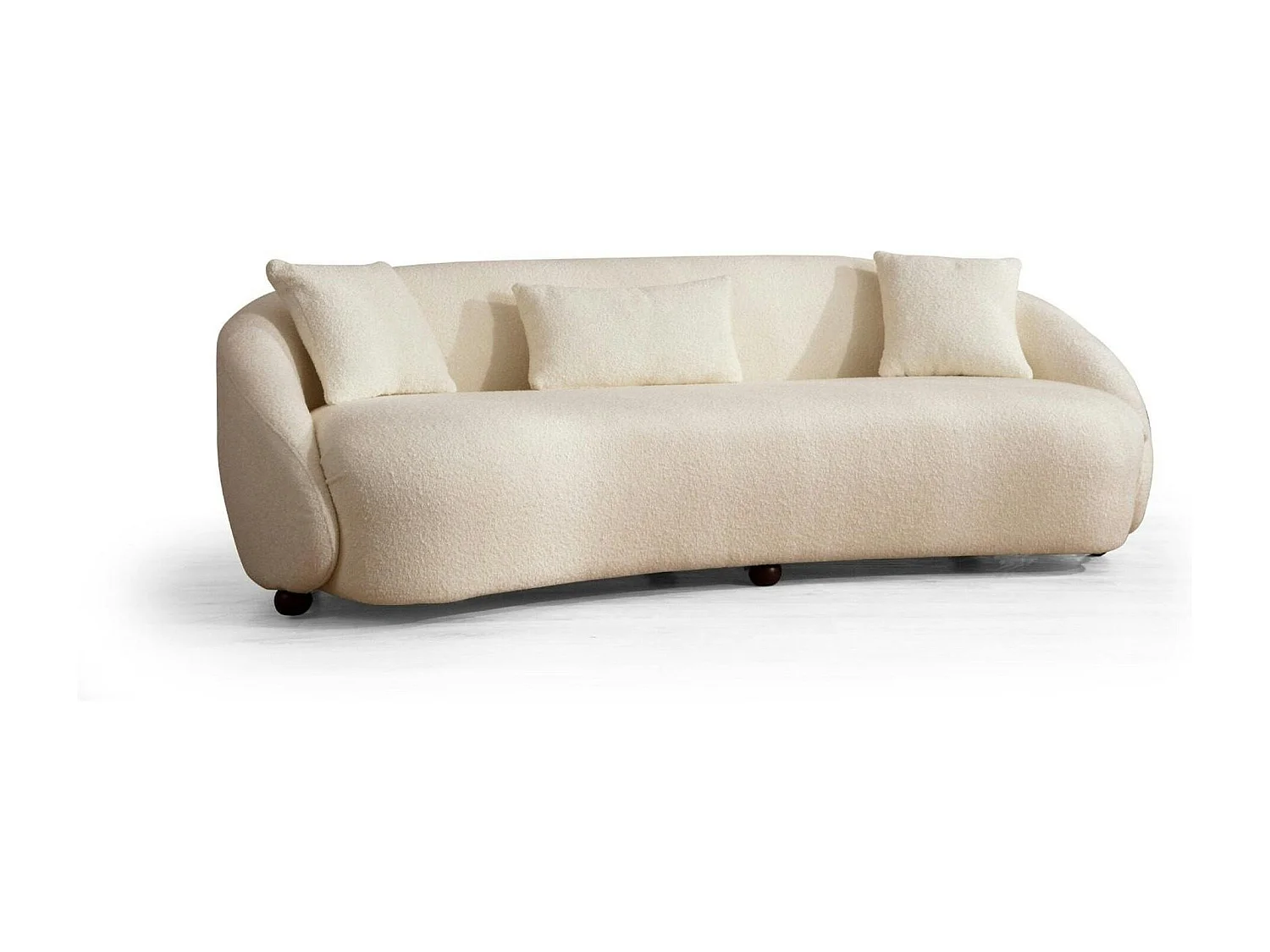 Canapé 3 places forme arrondie - écru, bouclette LUCCA