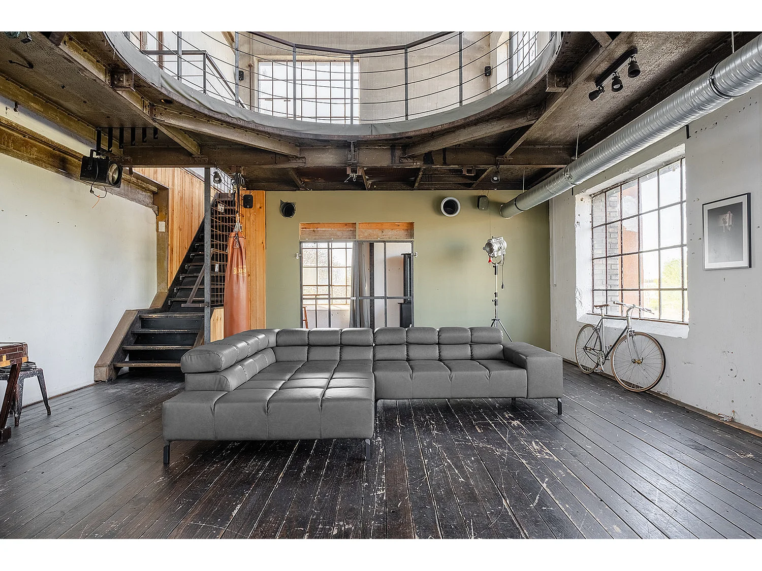 Ecksofa - Anthrazit Leder - NELSON