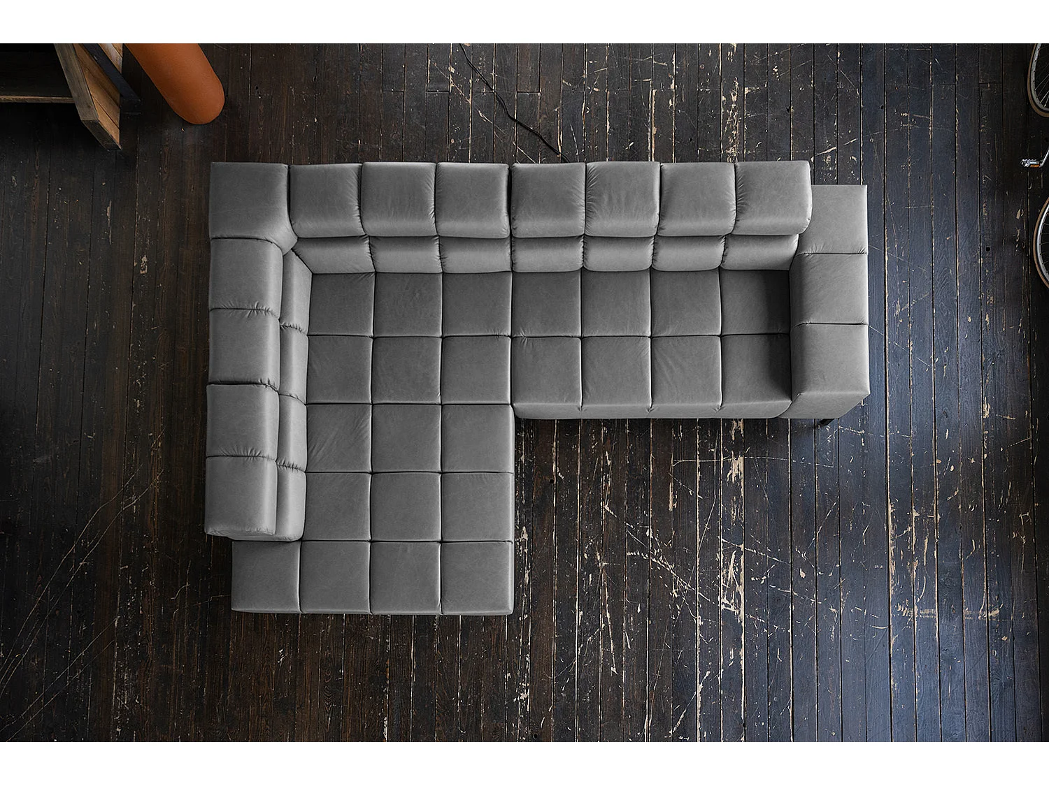 Ecksofa - Anthrazit Leder - NELSON