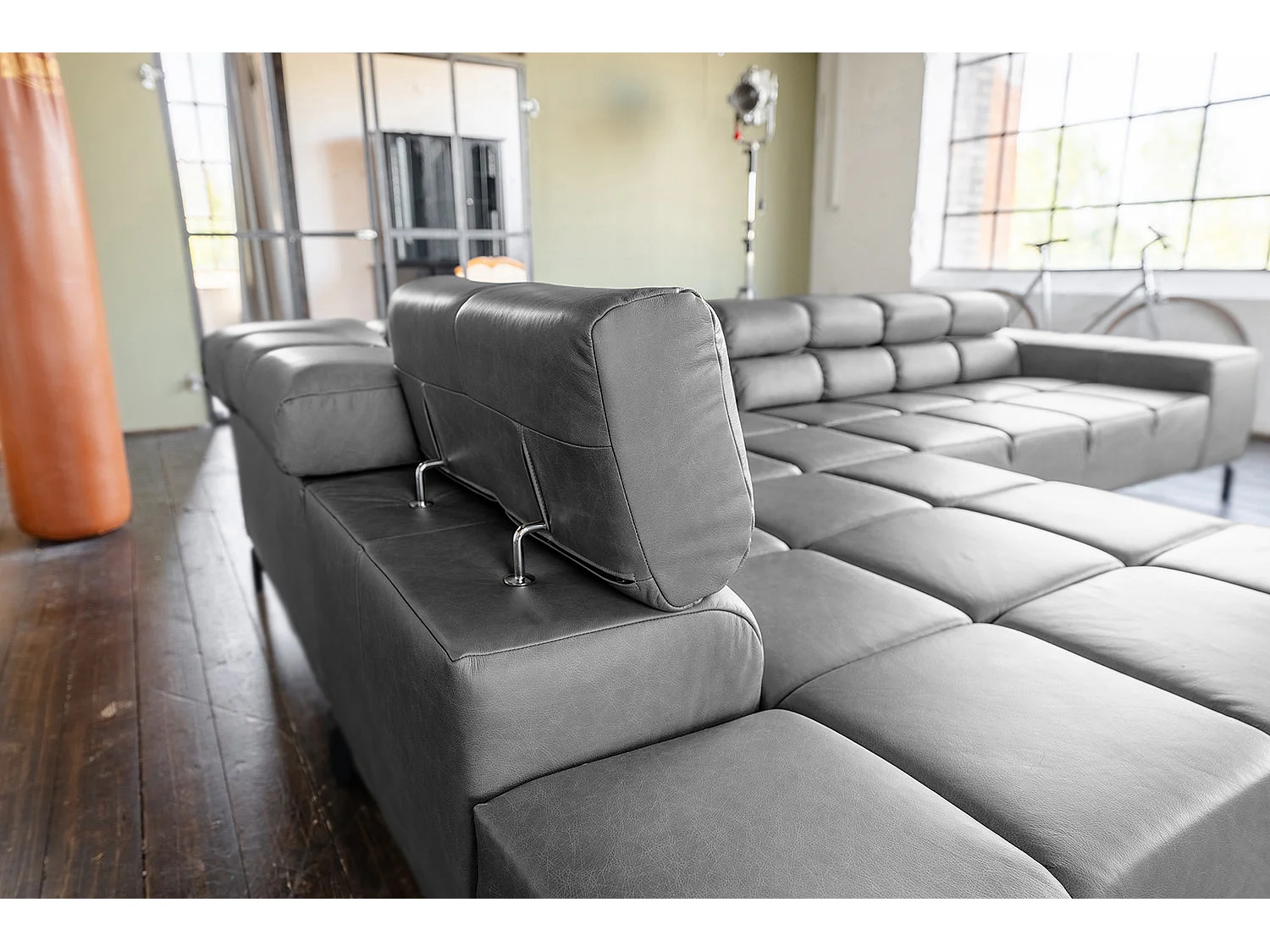 Ecksofa - Anthrazit Leder - NELSON