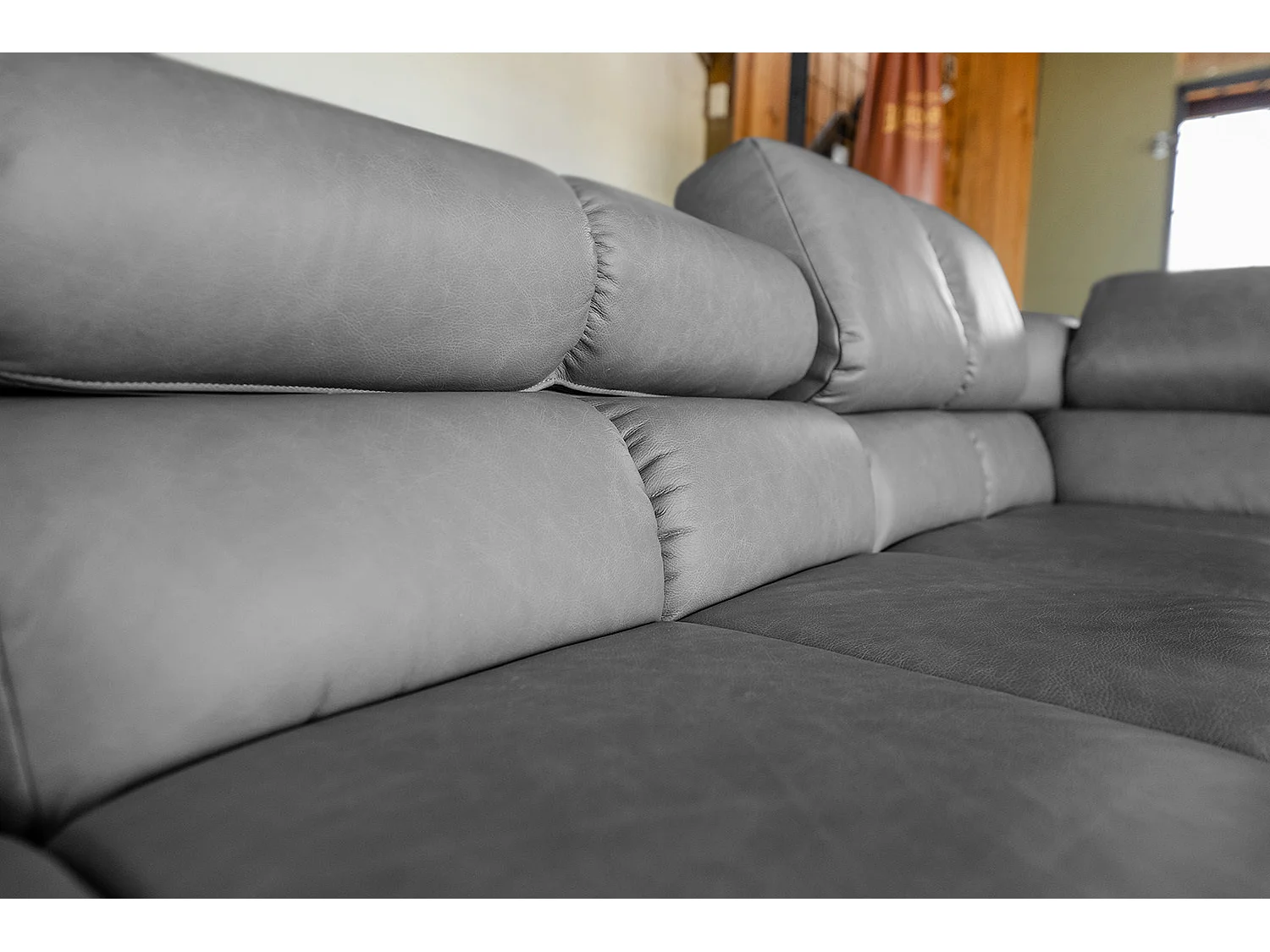 Ecksofa - Anthrazit Leder - NELSON