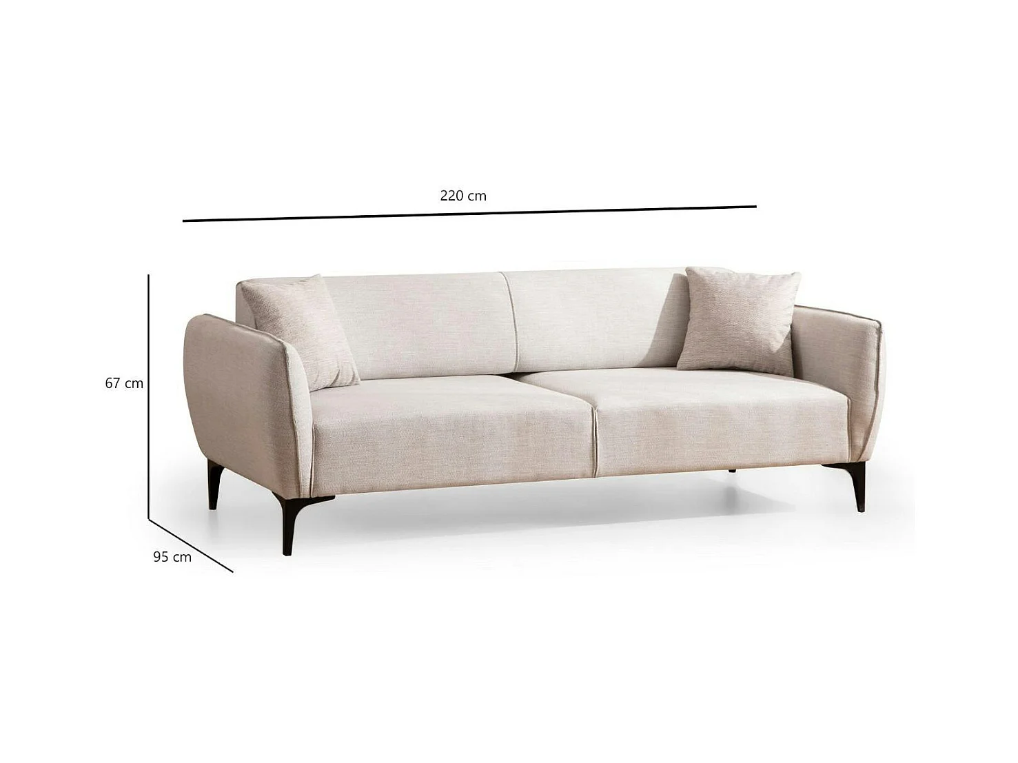 Canapé 3 places sable - couture déco VILNIUS