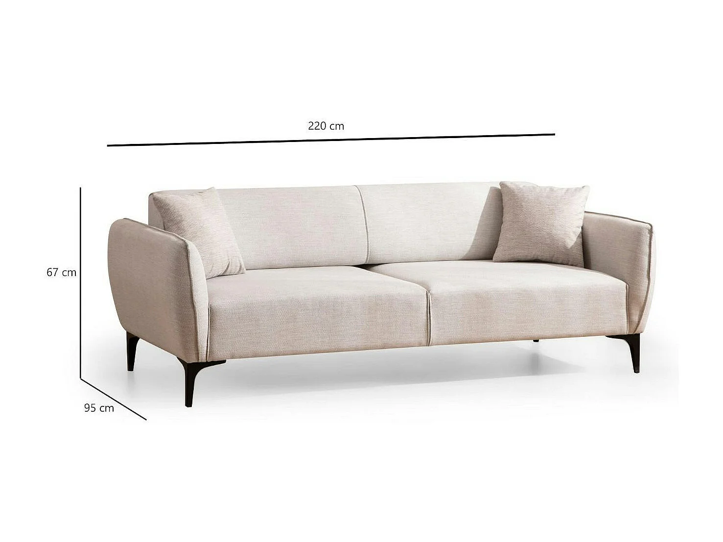 Canapé 3 places sable - couture déco VILNIUS