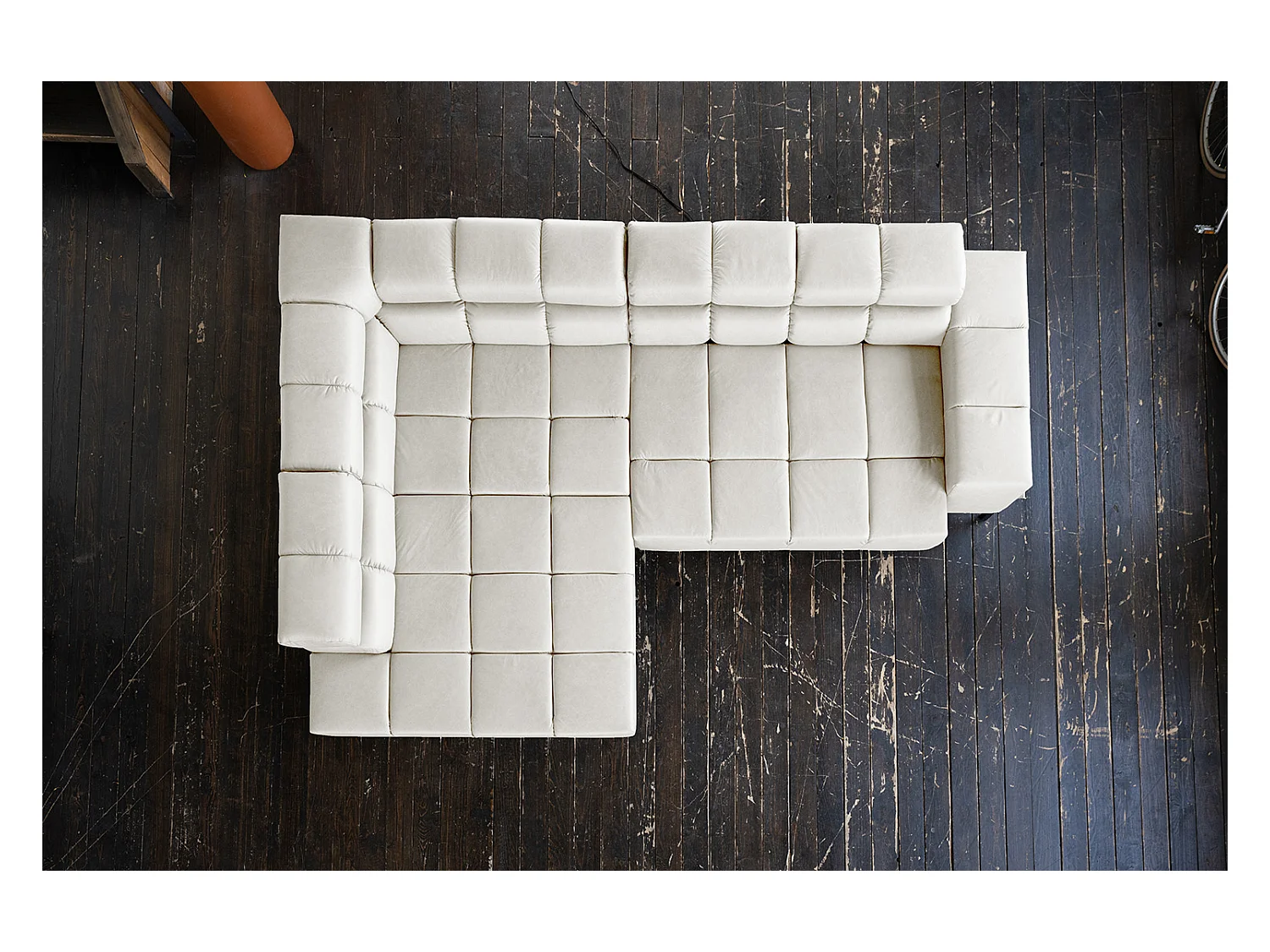 Ecksofa - Hellgrau Leder - NELSON