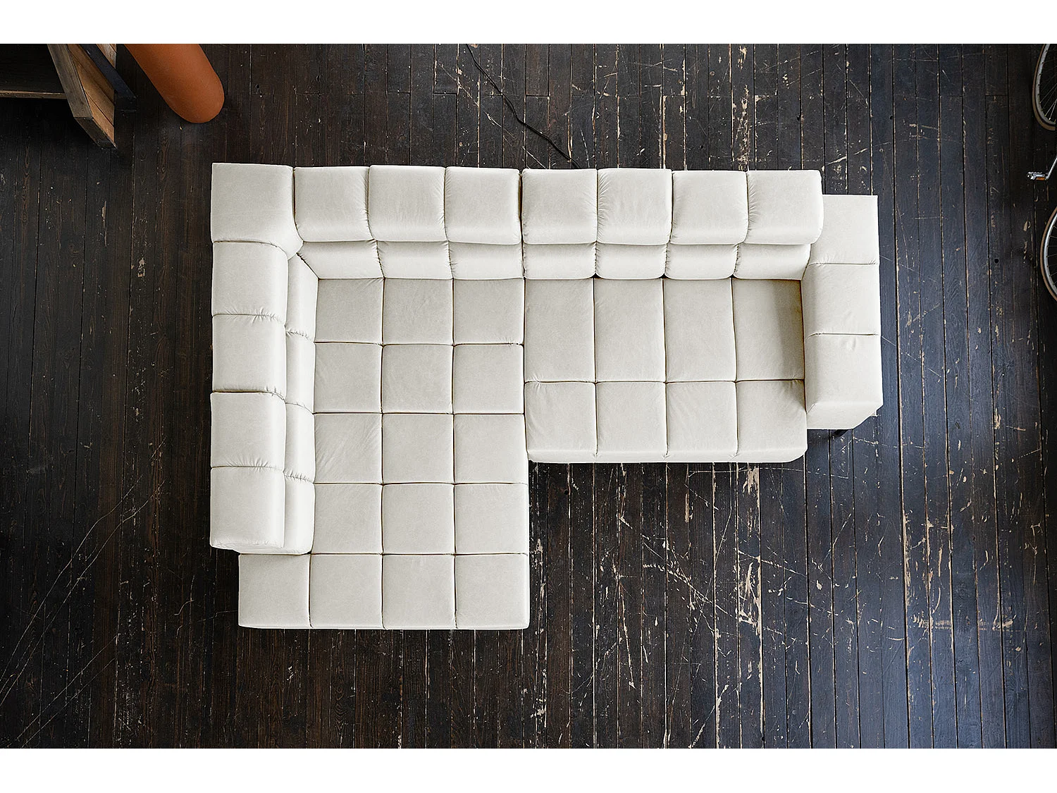 Ecksofa - Hellgrau Leder - NELSON