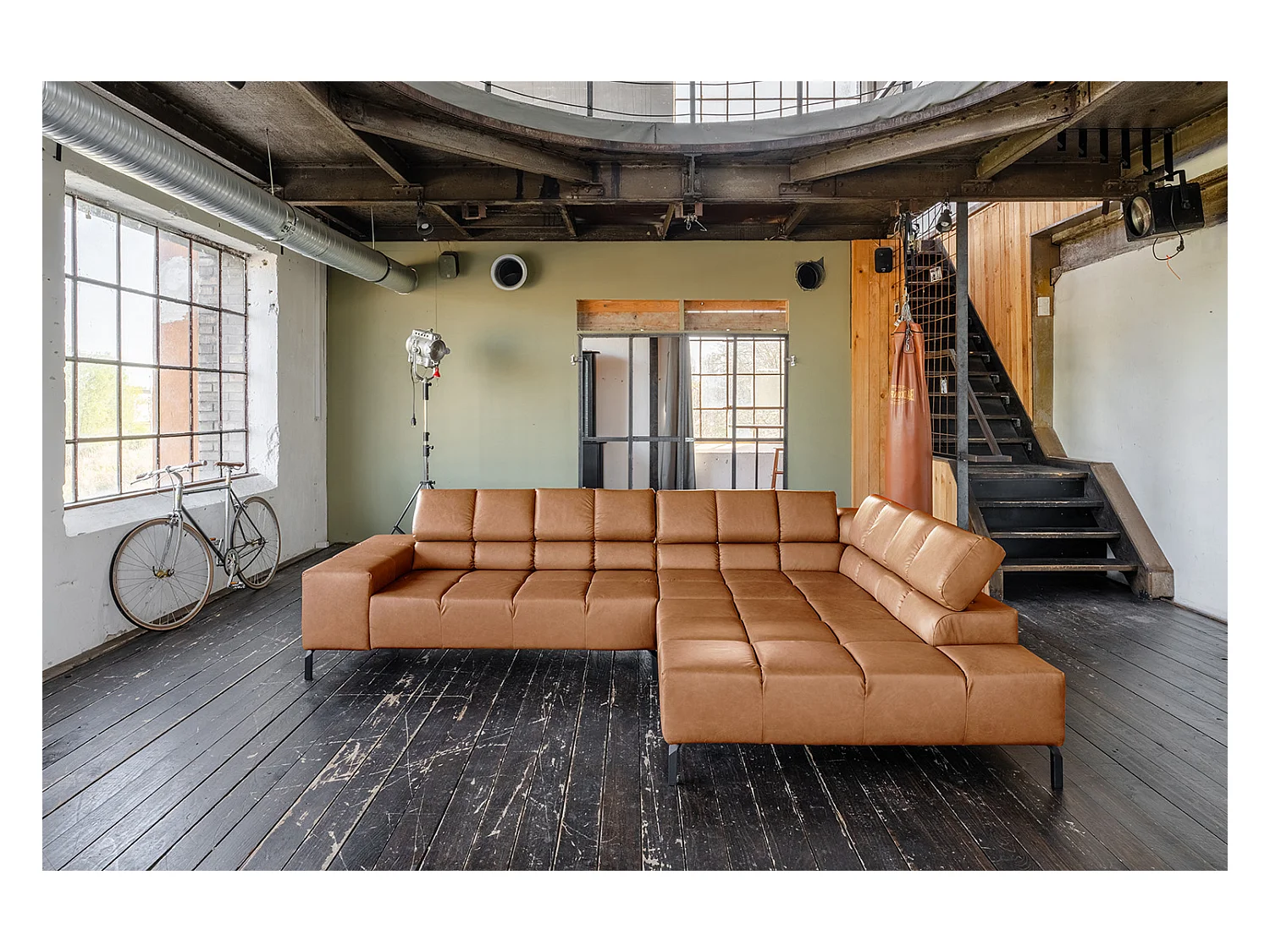 Ecksofa - Braun Leder - NELSON