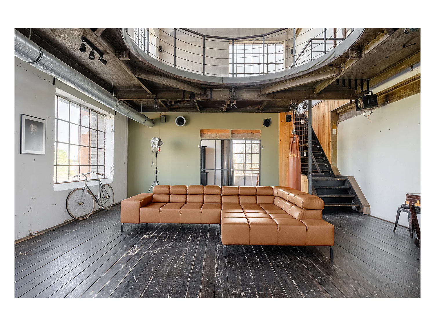 Ecksofa - Braun Leder - NELSON