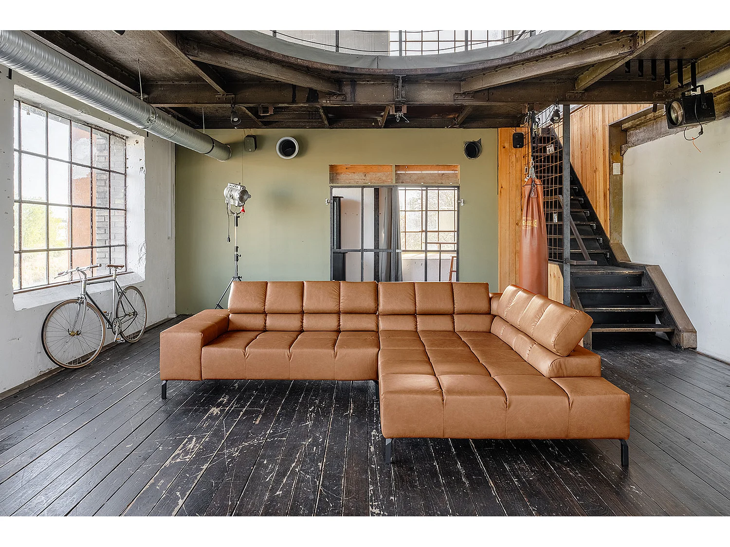 Divano angolare - marrone pelle - NELSON