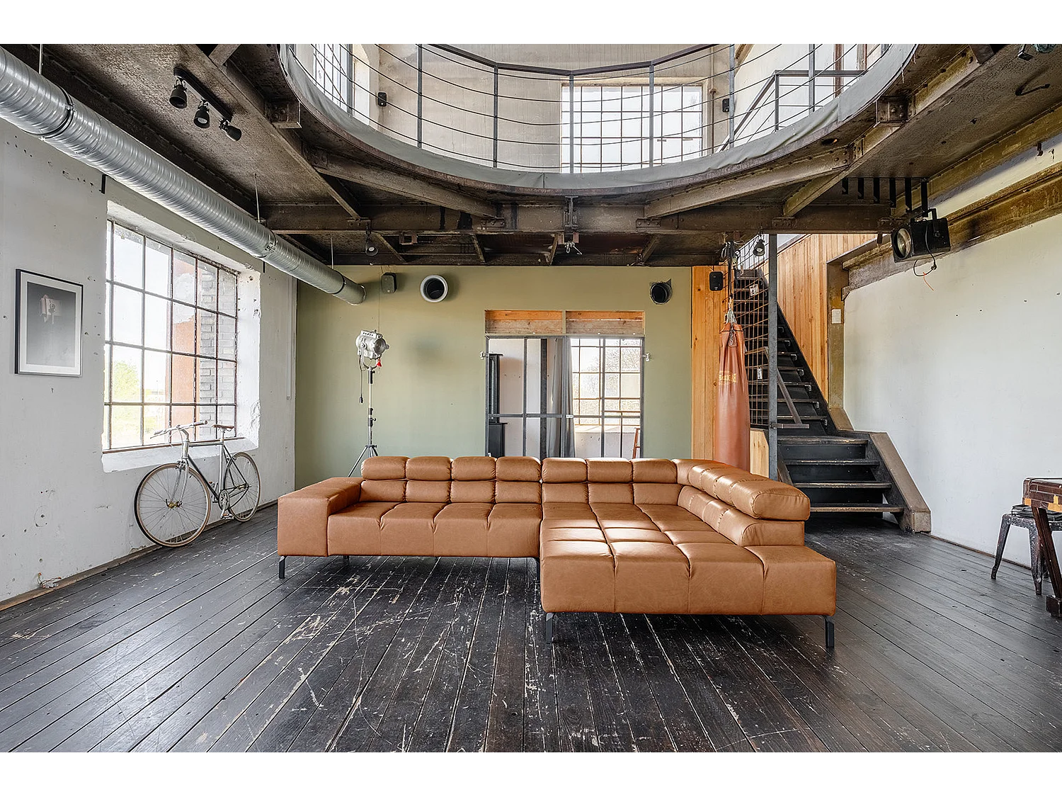 Canapé d'angle - marron cuir - NELSON