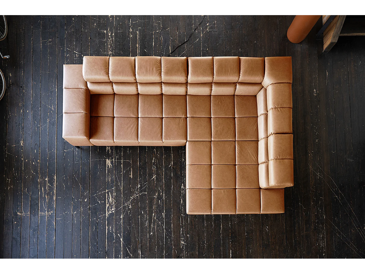 Canapé d'angle - marron cuir - NELSON