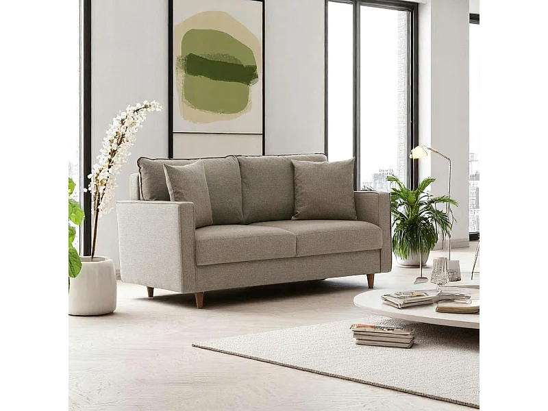 Canapé 2 places beige - dossier haut COMO