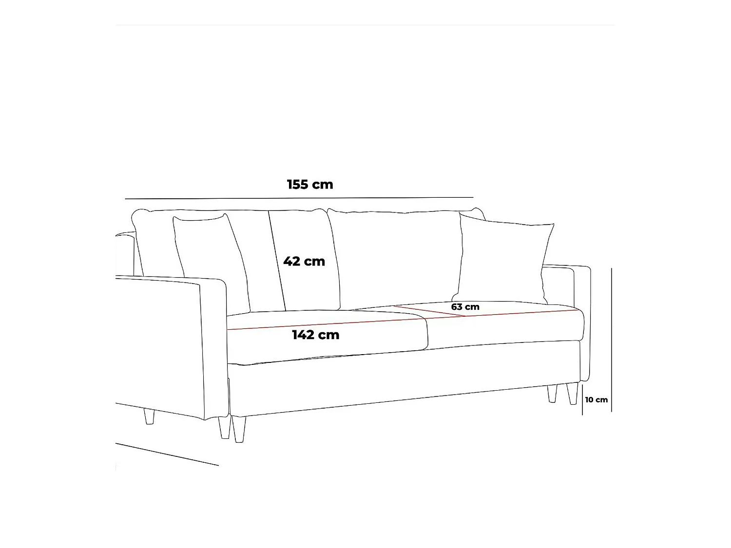 Canapé 2 places beige - dossier haut COMO