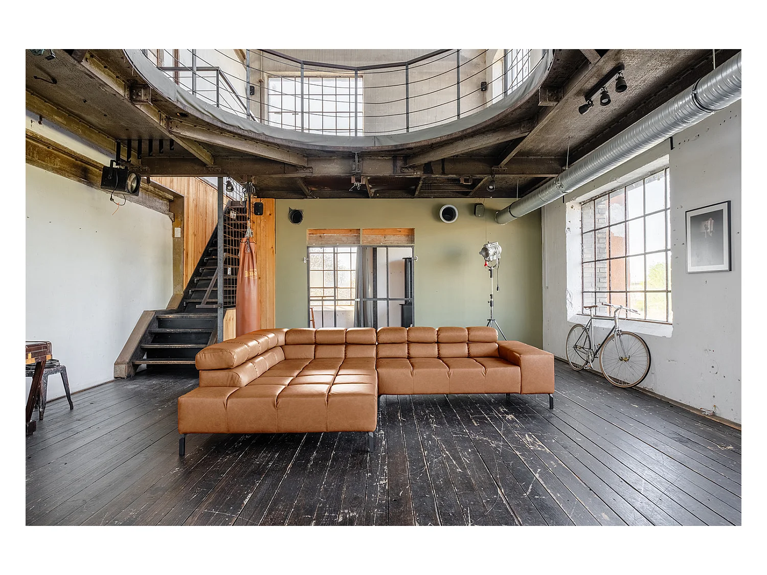 Ecksofa - Braun Leder - NELSON