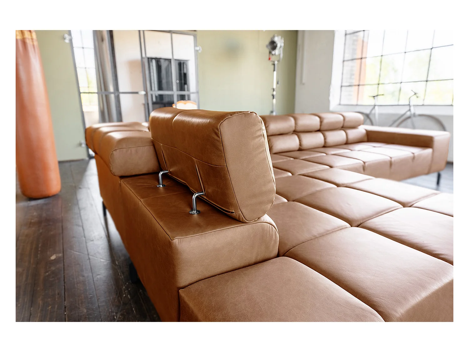 Ecksofa - Braun Leder - NELSON