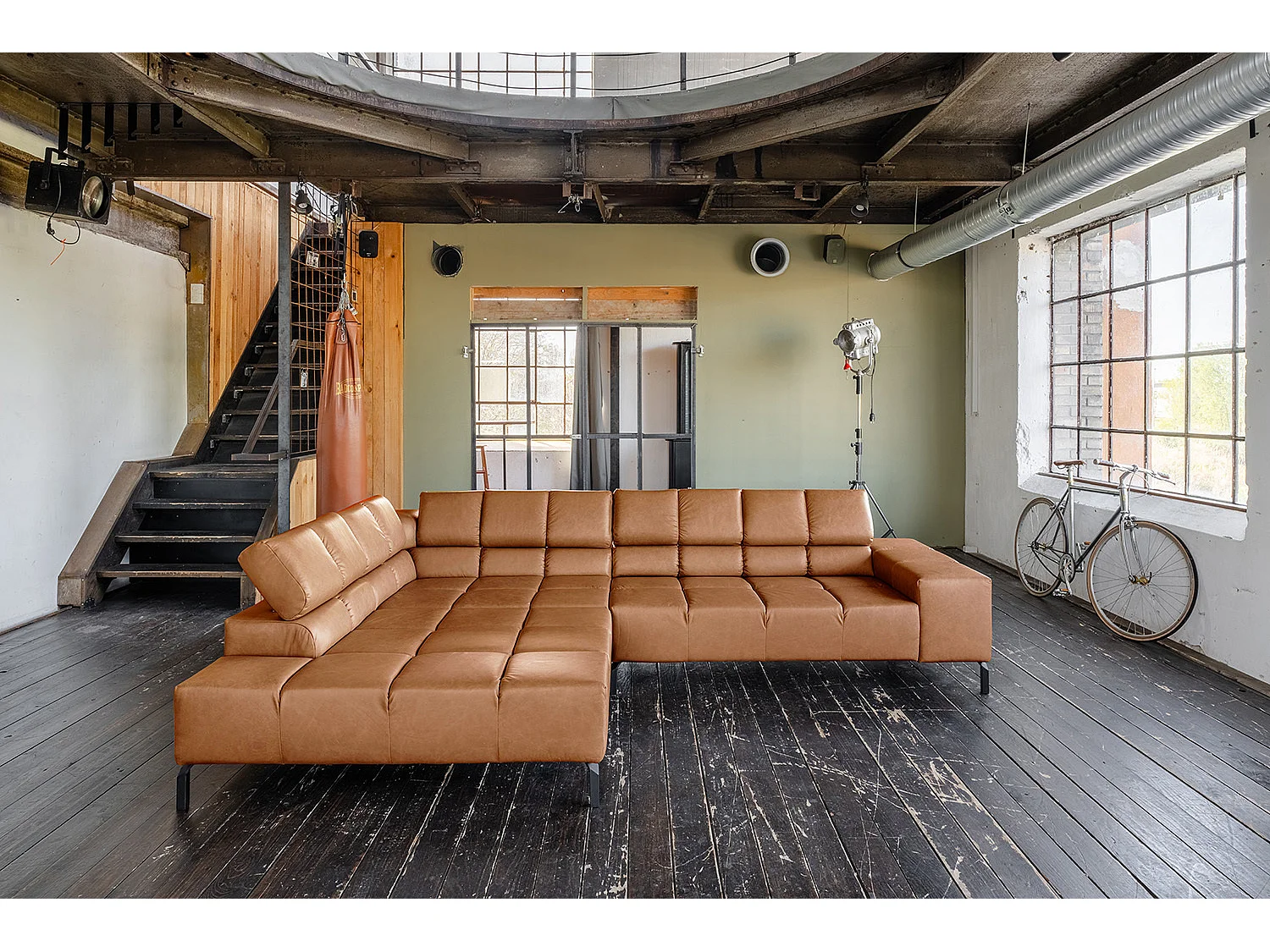 Ecksofa - Braun Leder - NELSON