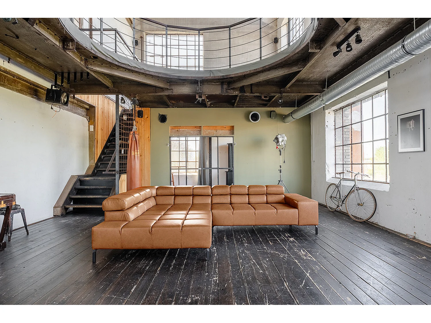 Ecksofa - Braun Leder - NELSON