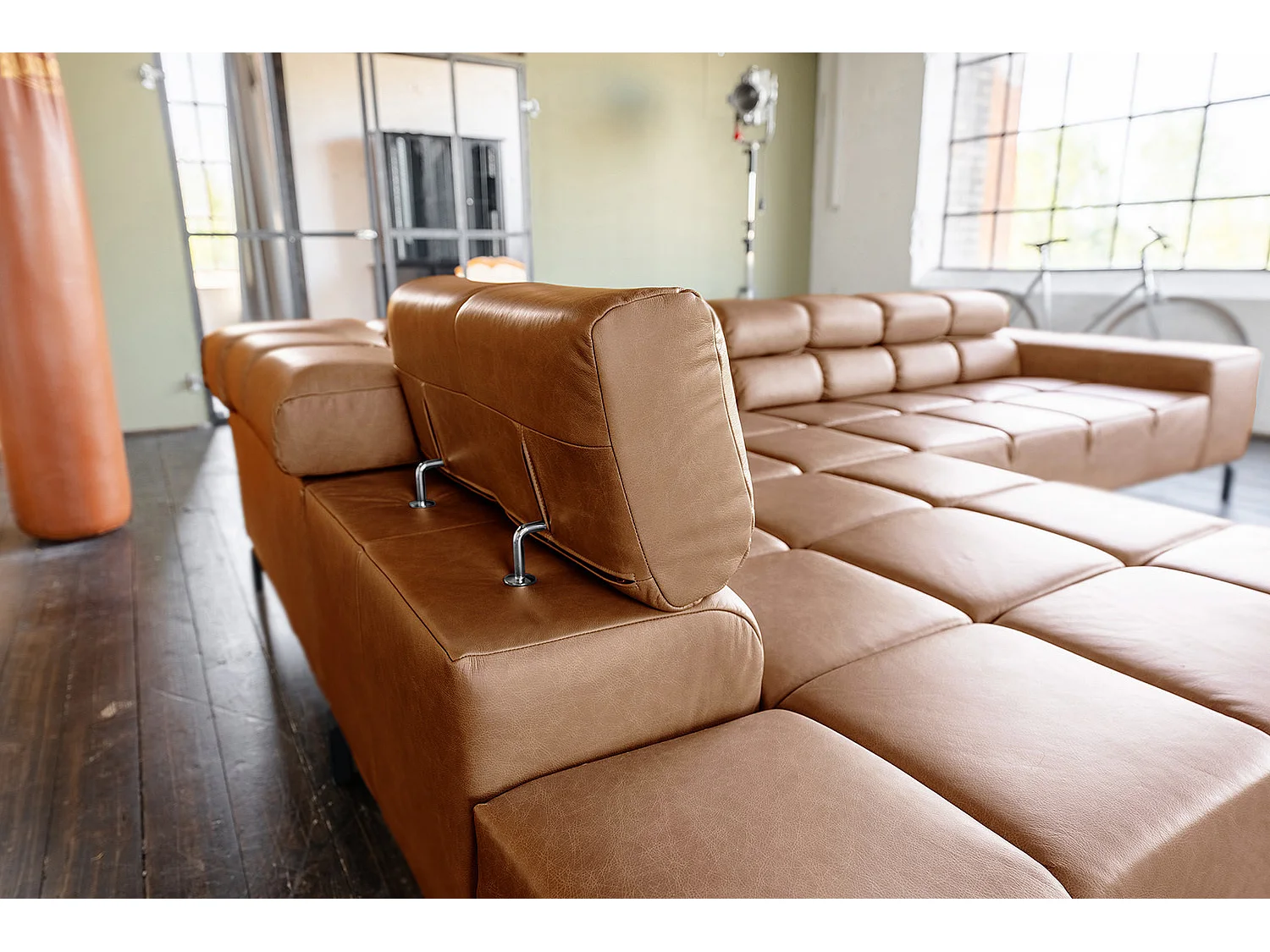 Ecksofa - Braun Leder - NELSON