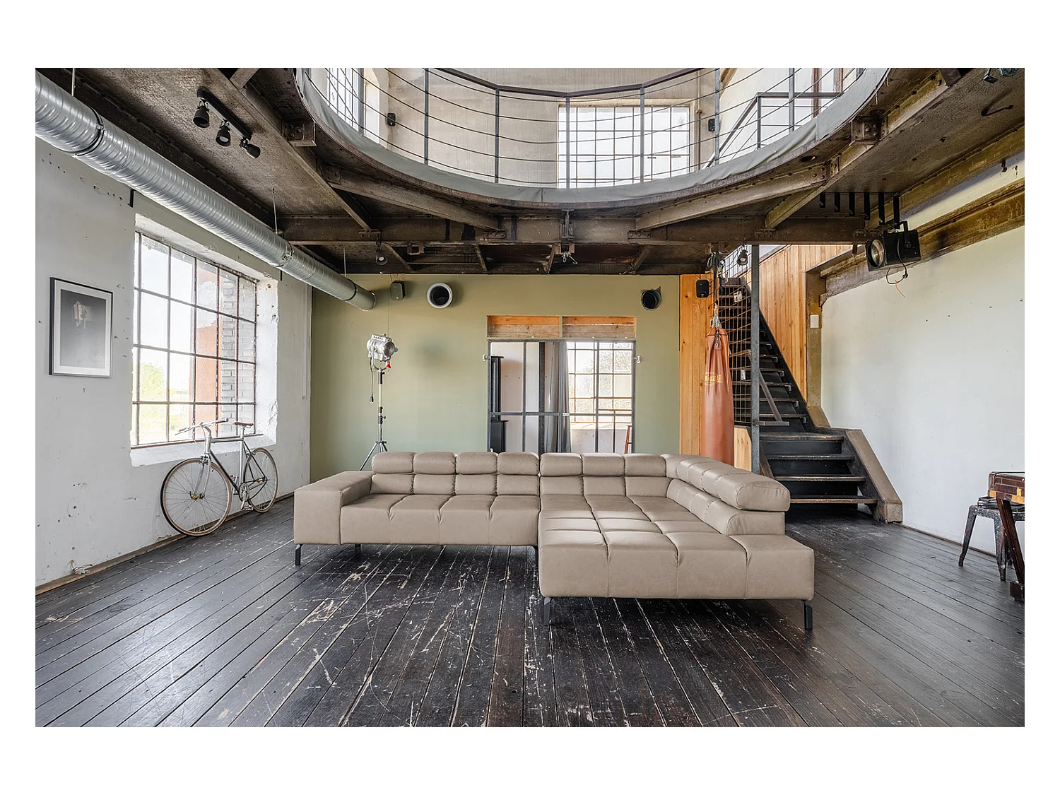 Canapé d'angle - Gris cuir - NELSON