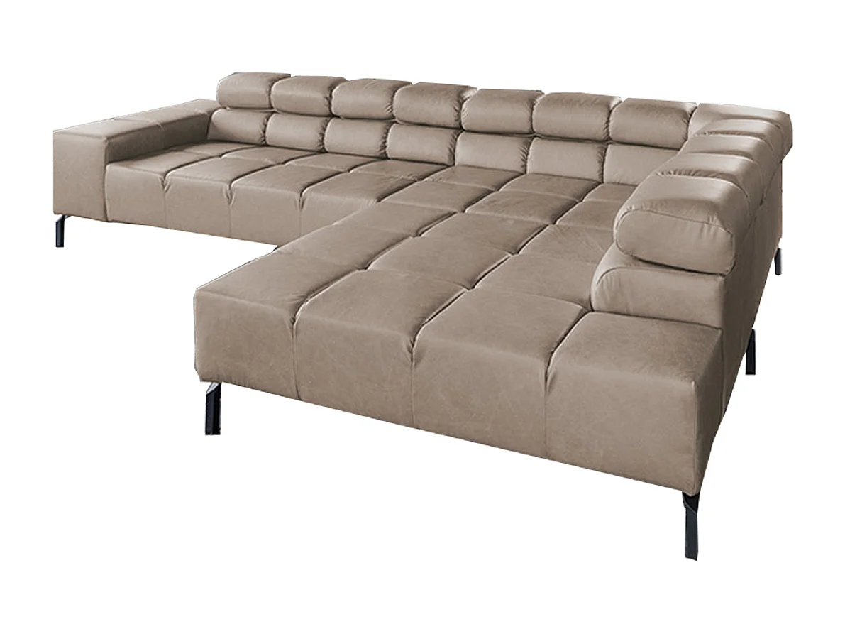 Ecksofa - Grau Leder - NELSON