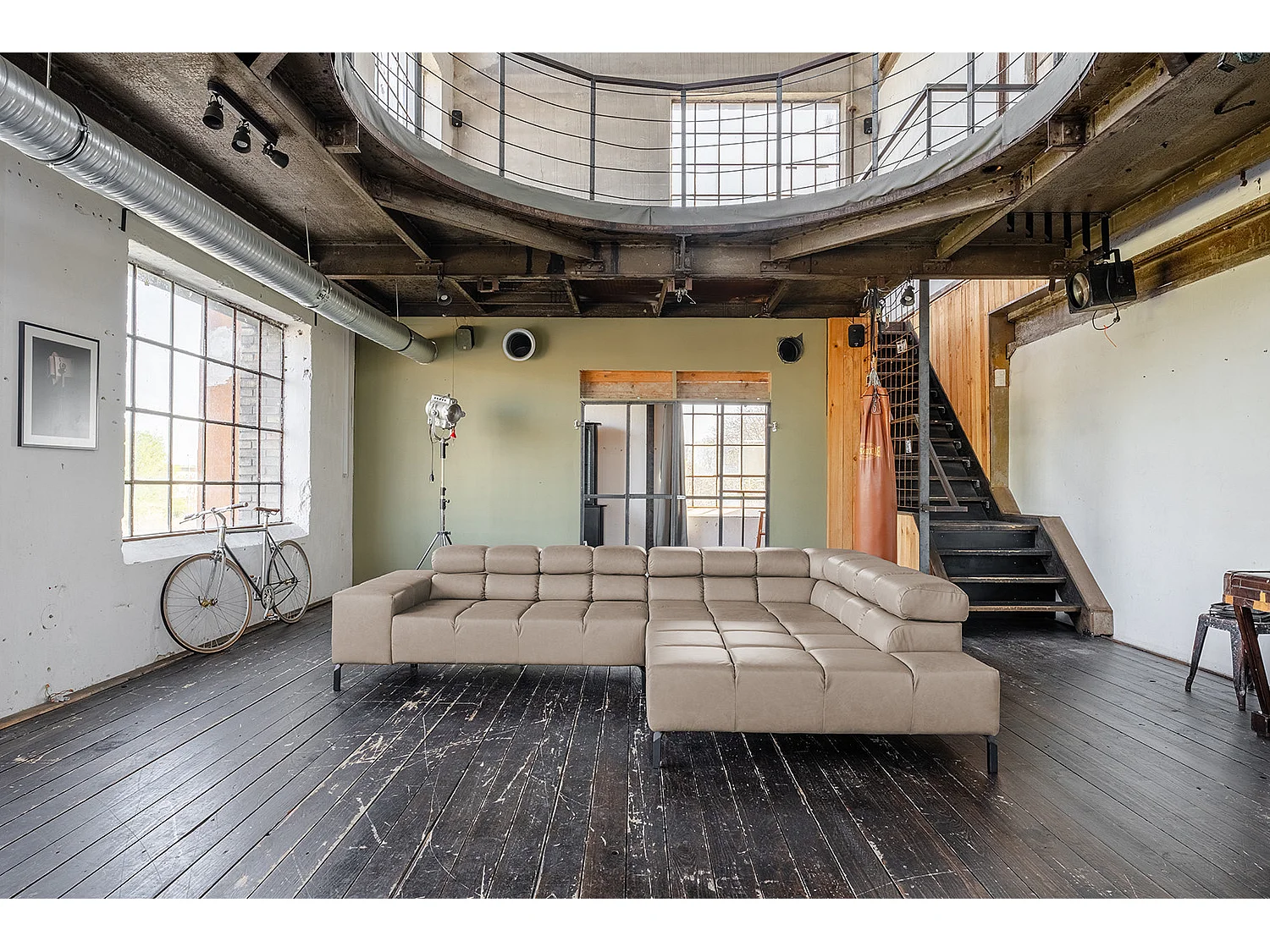 Ecksofa - Grau Leder - NELSON