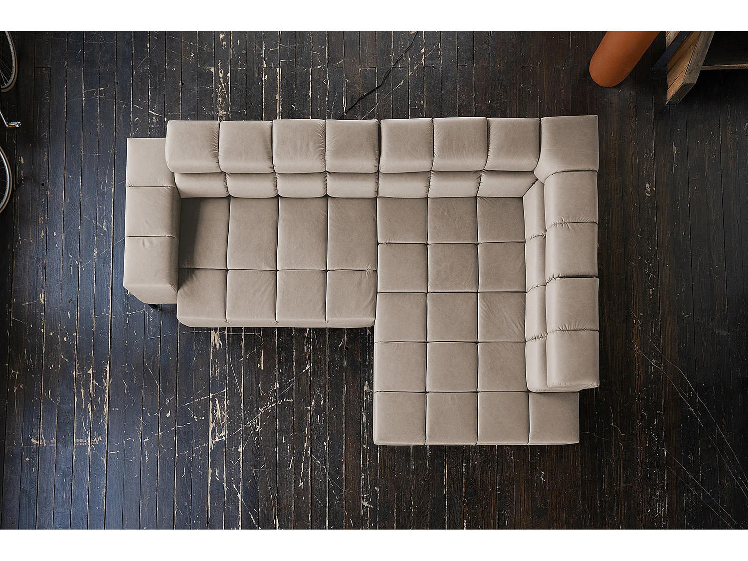 Ecksofa - Grau Leder - NELSON