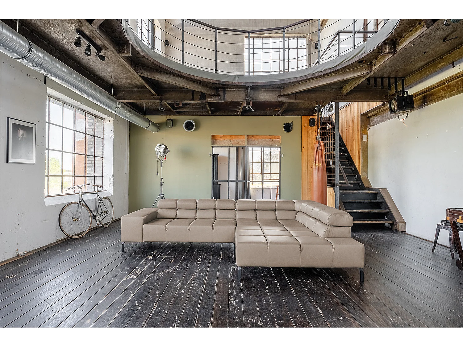 Canapé d'angle - Gris cuir - NELSON