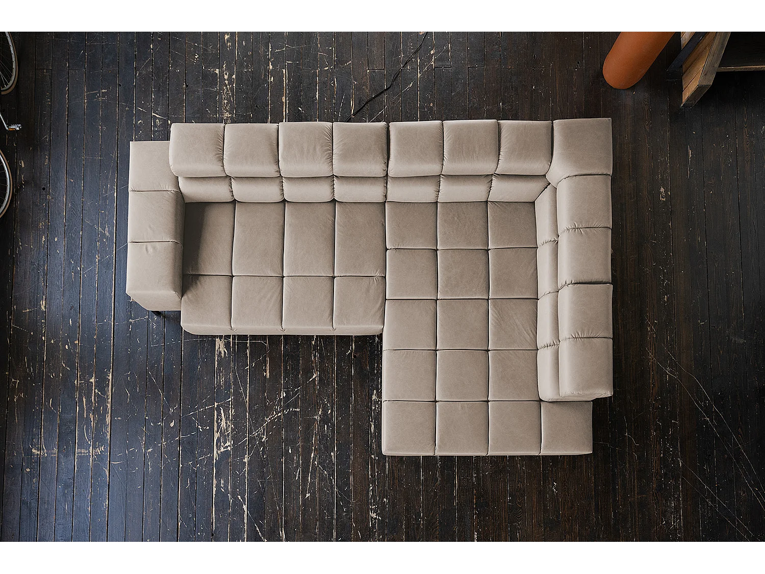 Canapé d'angle - Gris cuir - NELSON