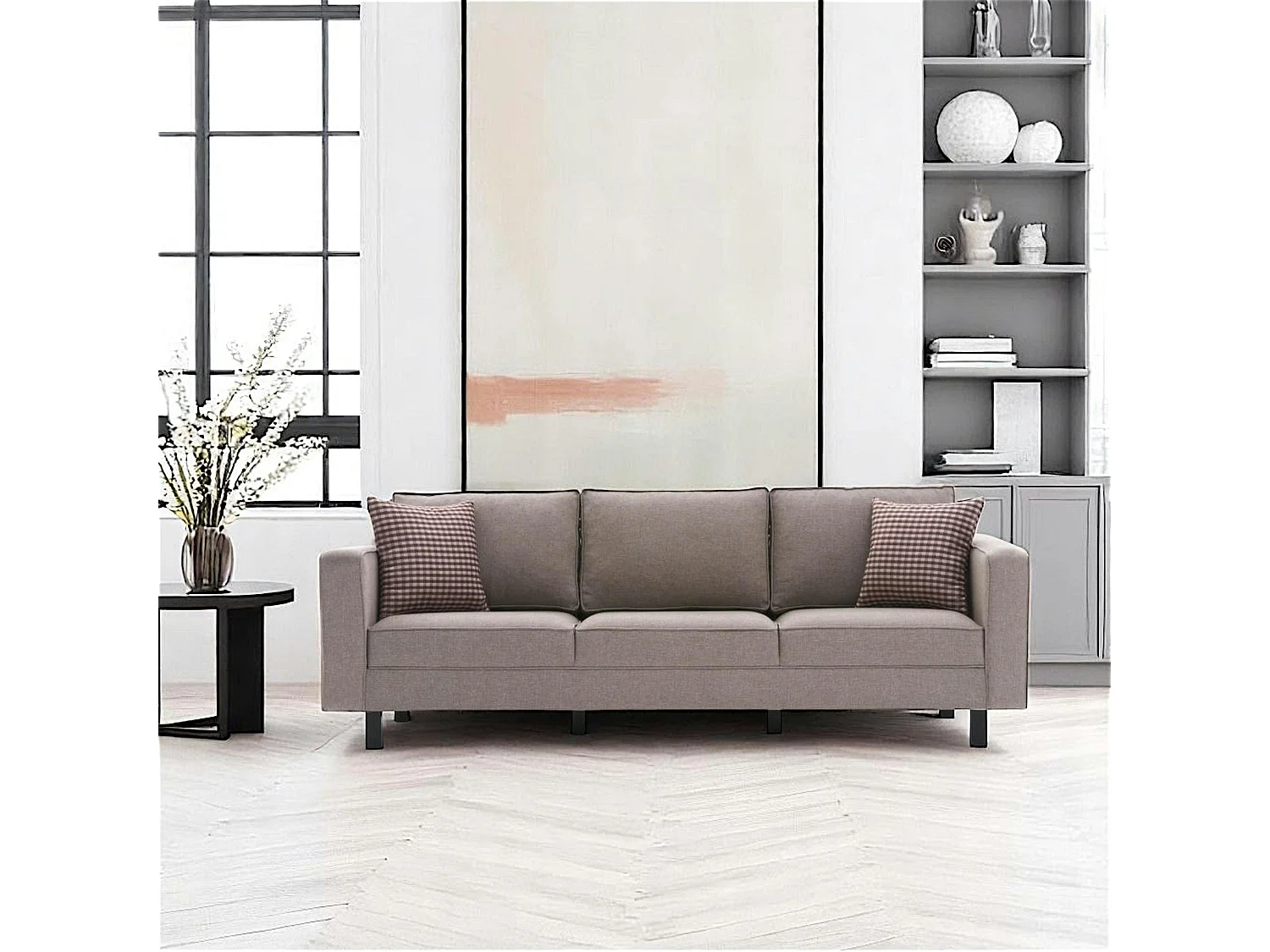 Canapé 3 places beige - pieds droits CORTONA