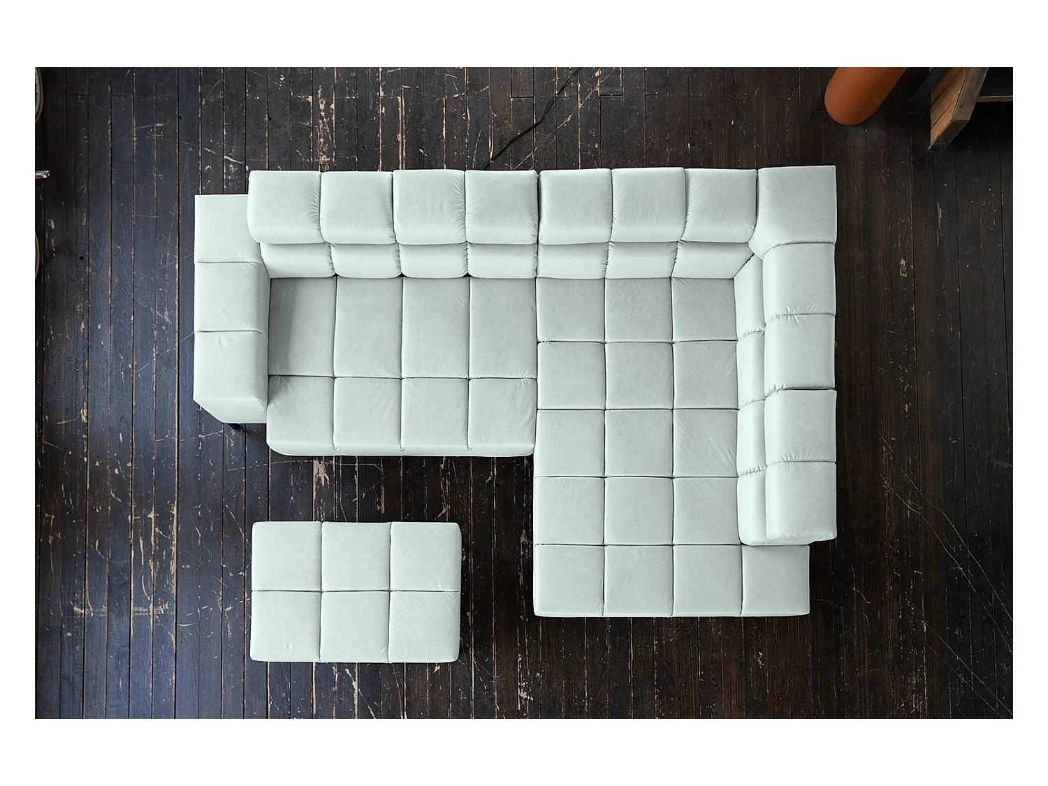 Ecksofa - Hellblau Leder - NELSON