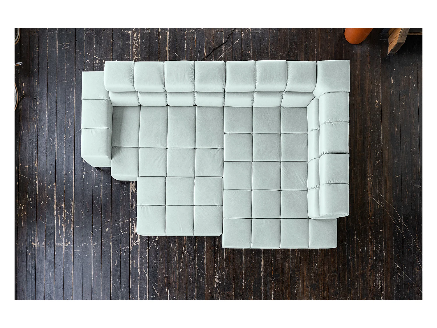 Ecksofa - Hellblau Leder - NELSON