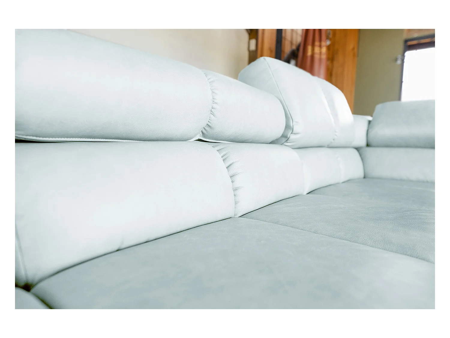 Ecksofa - Hellblau Leder - NELSON