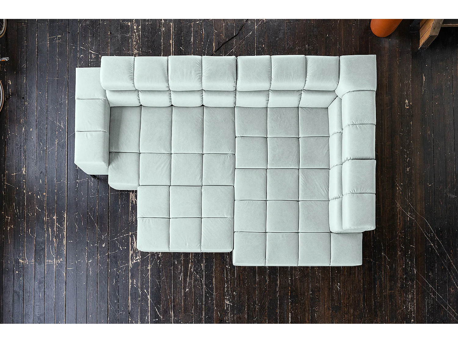 Hoekbank - Lichtblauw Leer - NELSON