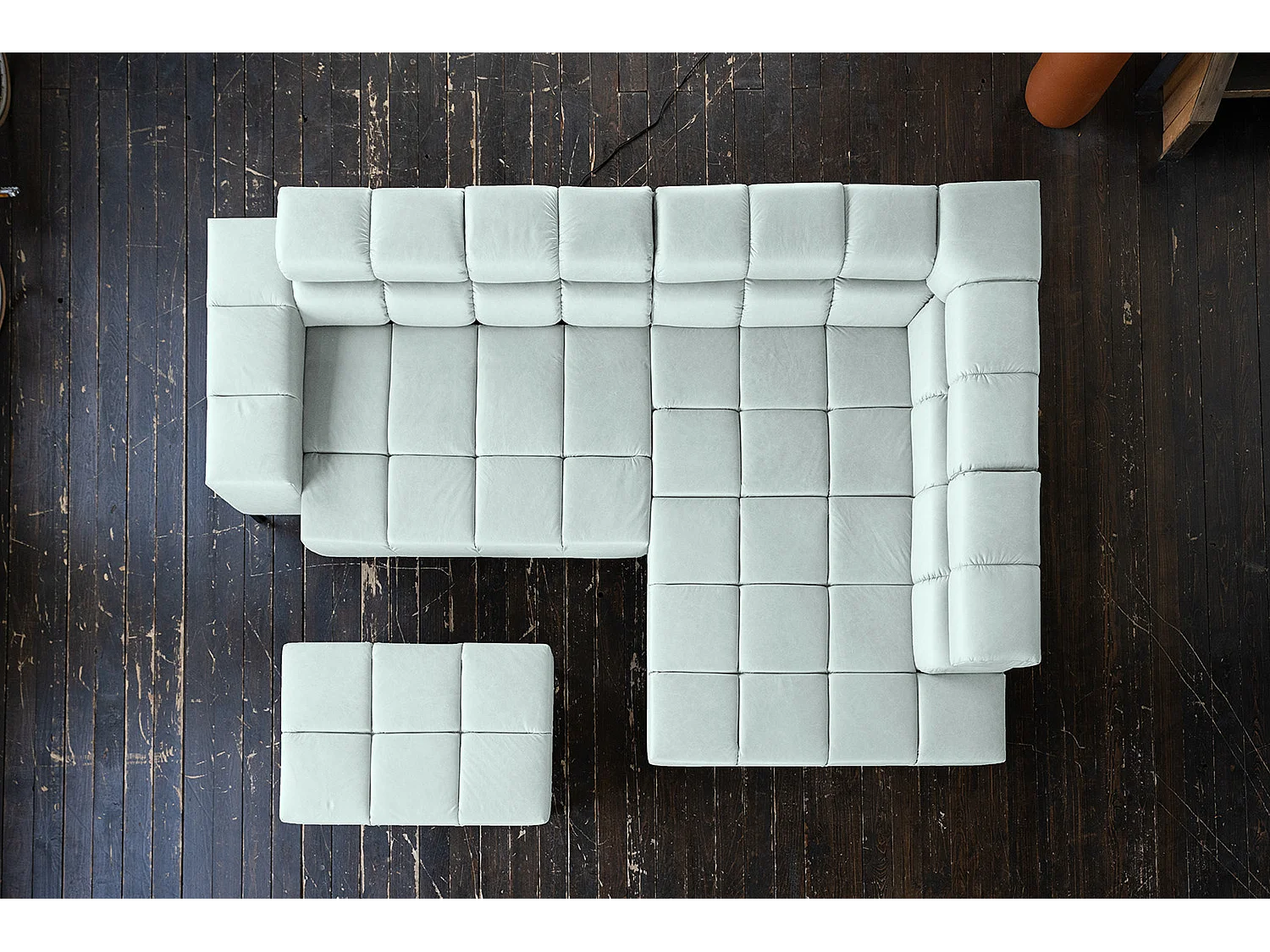 Canapé d'angle - bleu clair cuir - NELSON