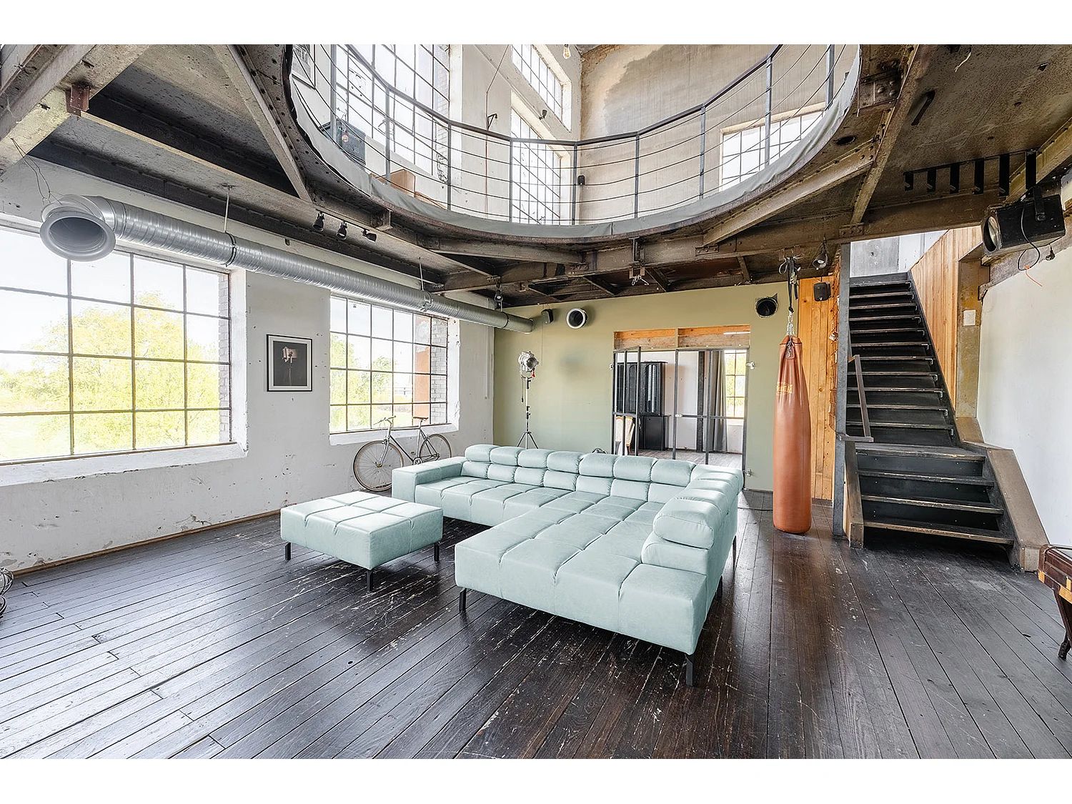 Hoekbank - Lichtblauw Leer - NELSON