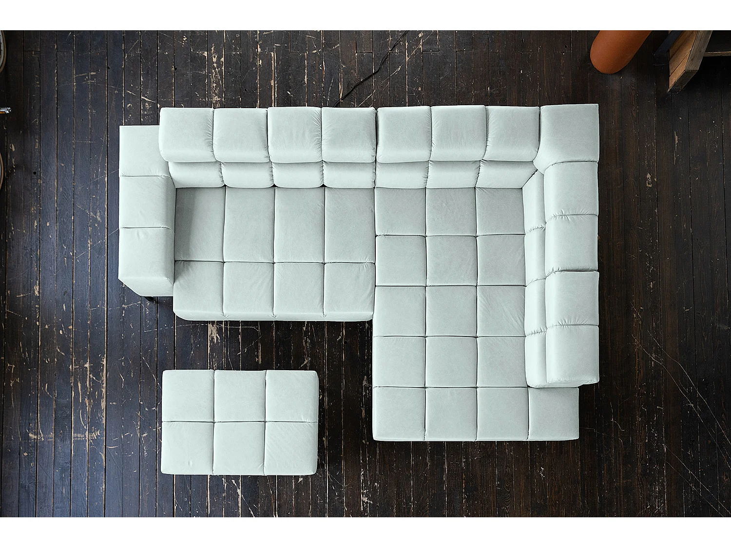 Hoekbank - Lichtblauw Leer - NELSON