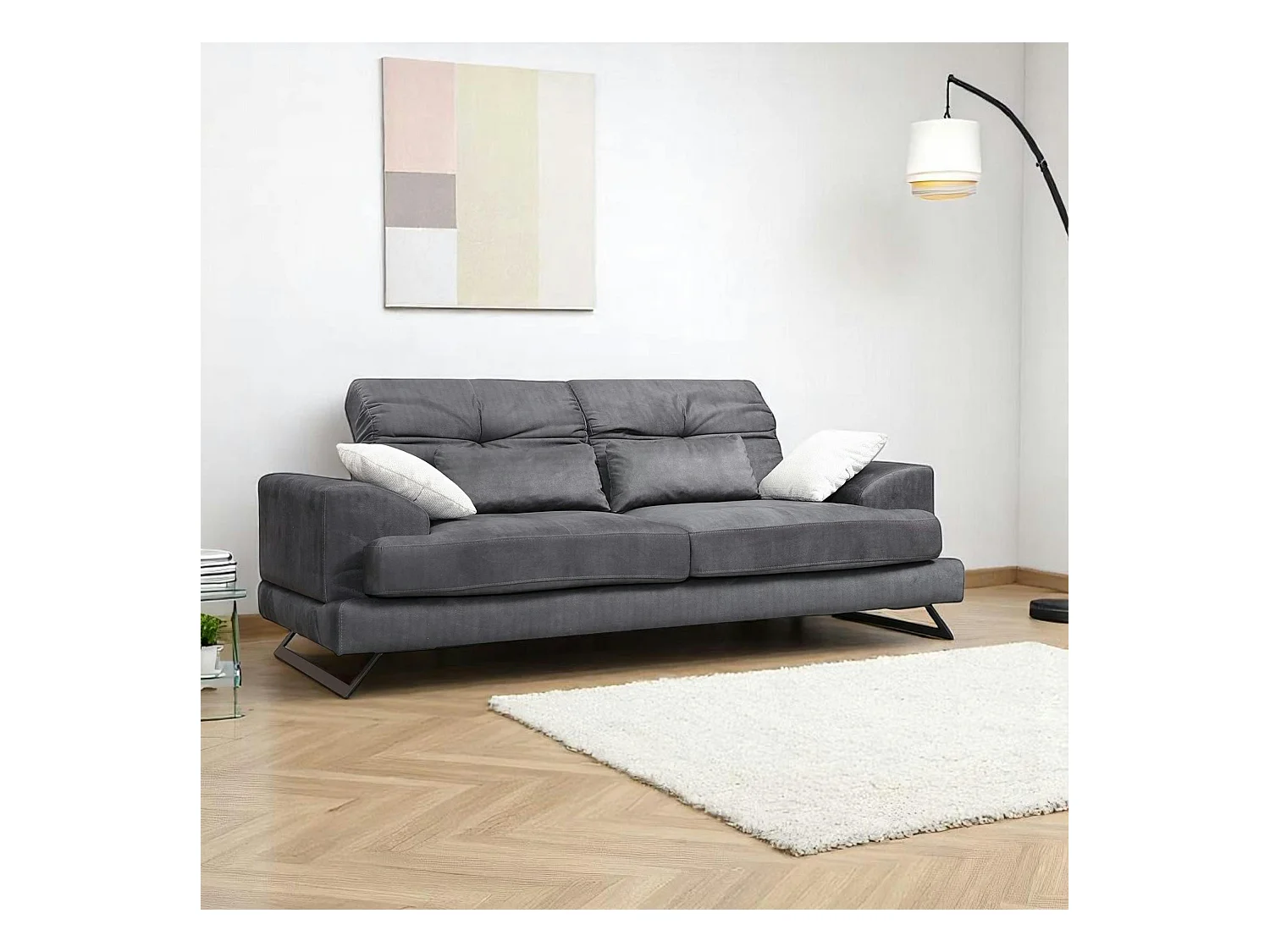 Canapé 3 places anthracite avec dossier inclinable MILO