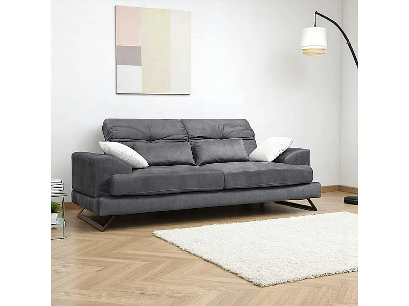 Canapé 3 places anthracite avec dossier inclinable MILO