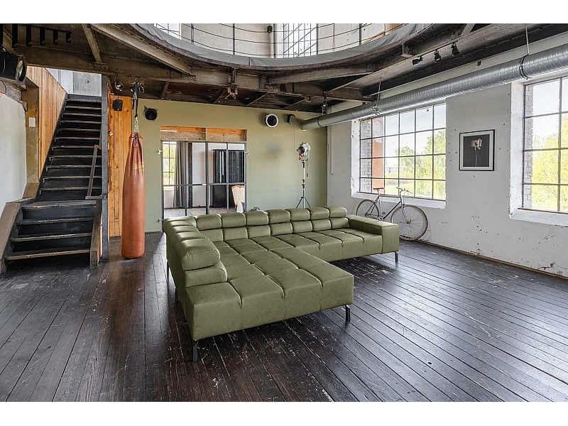 Sofá esquinero - Verde piel - NELSON