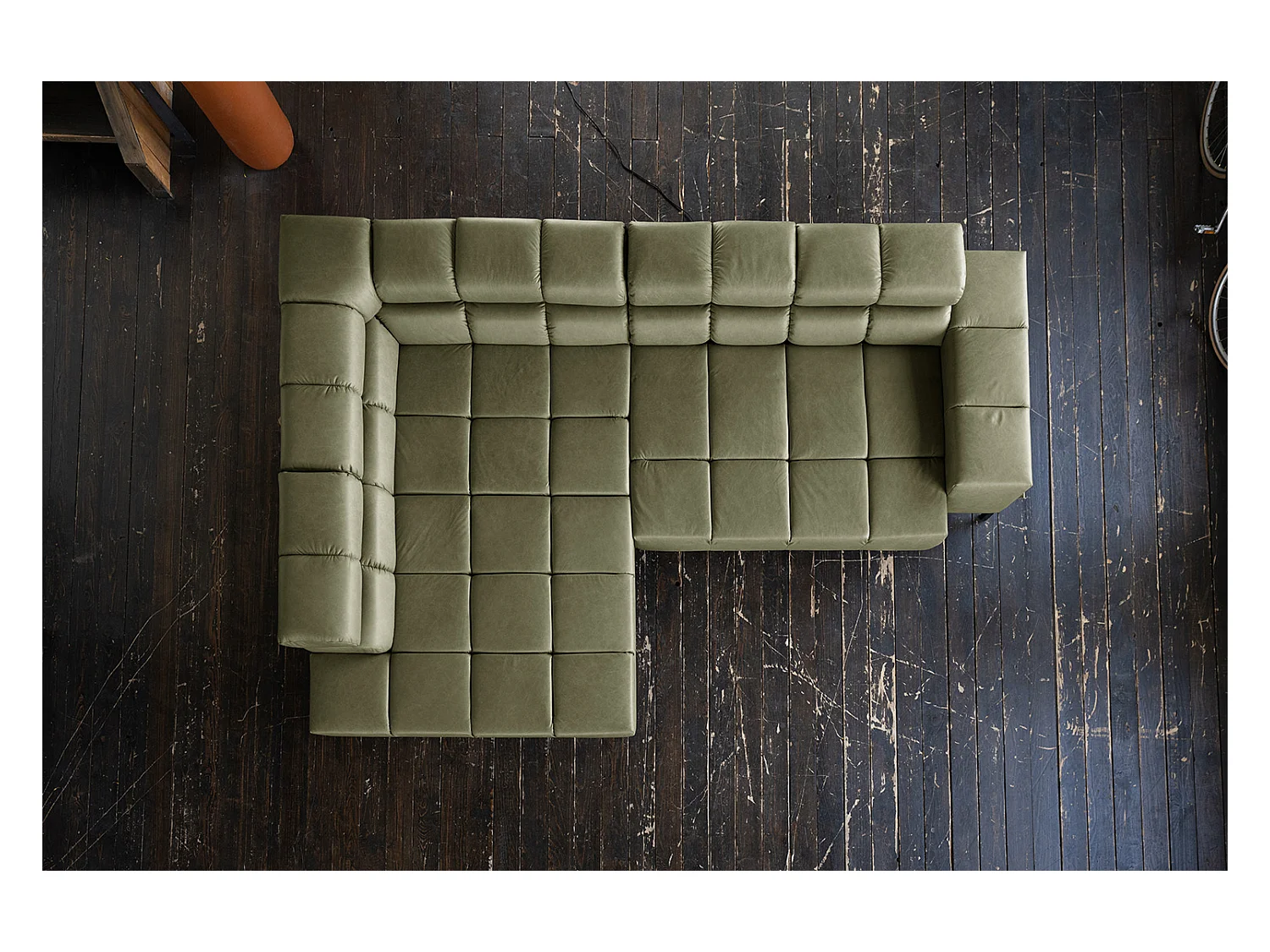 Canapé d'angle - Vert cuir - NELSON