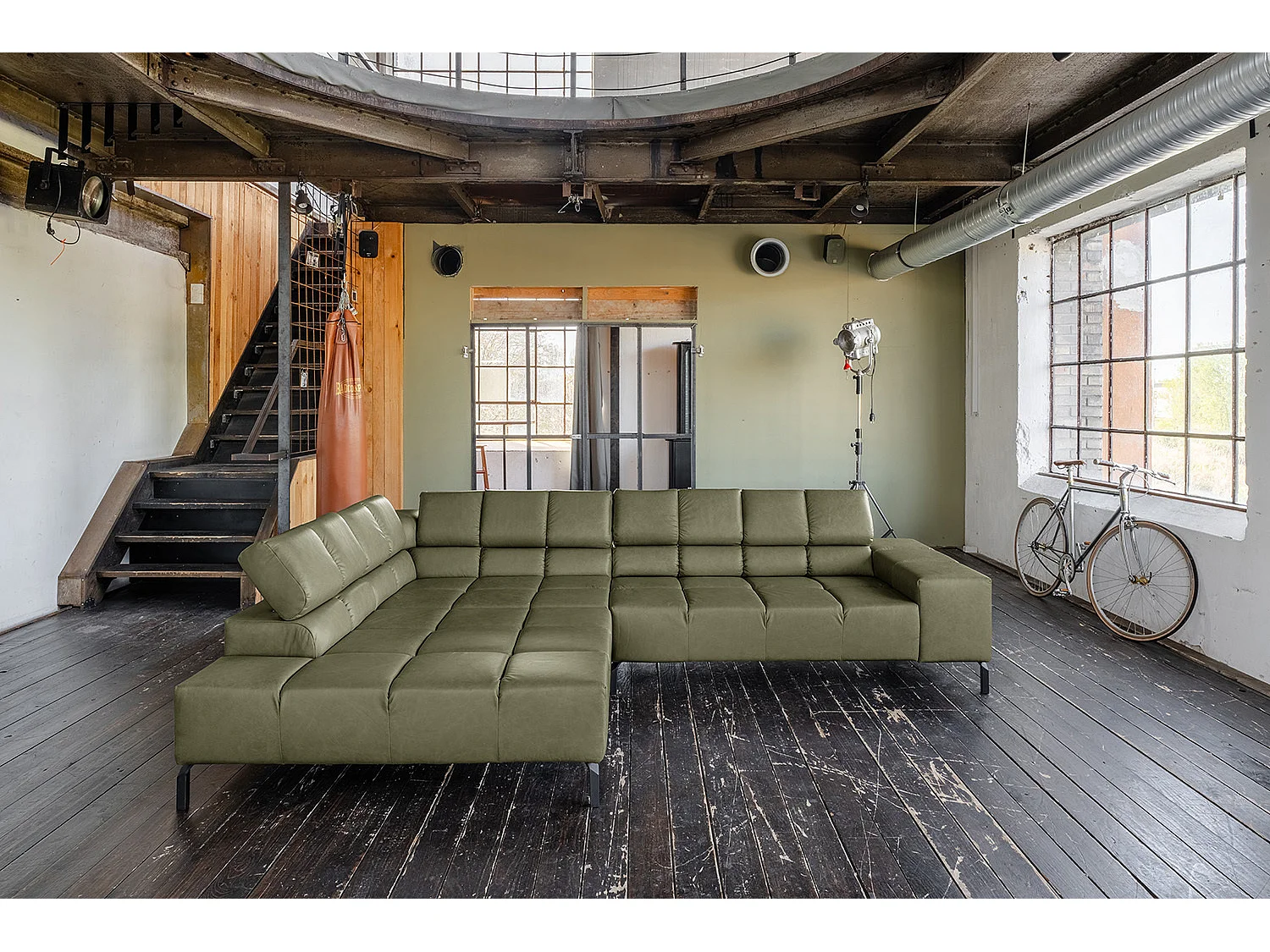 Divano angolare - verde pelle - NELSON